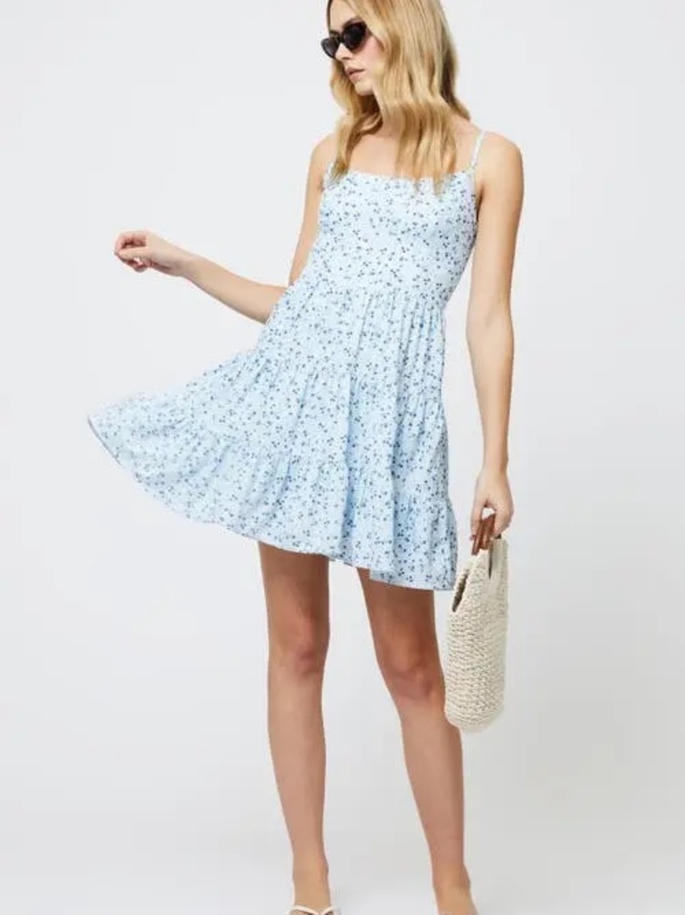 Kiva Tiered Crepe Minidress French Connection